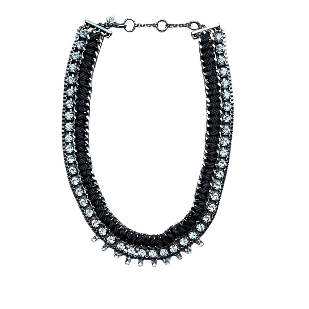 Banana Republic Bib Silver/Black Statement Necklace